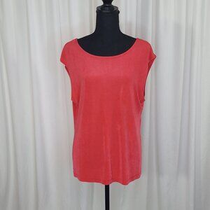 Coldwater Creek Coral/Pink Sleeveless Scoop Neck Stretch Top Size Large Y2K